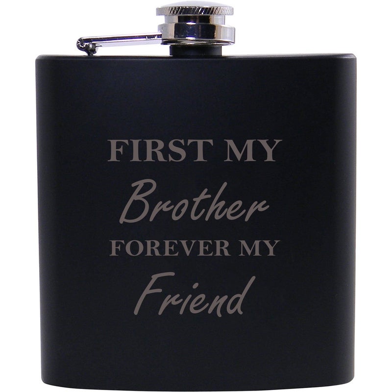 CustomGiftsNow First My Brother Forever My Friend 6oz Black Flask - Great Gift for Birthday, or Christmas Gift for Brother, Brothers - Image 5