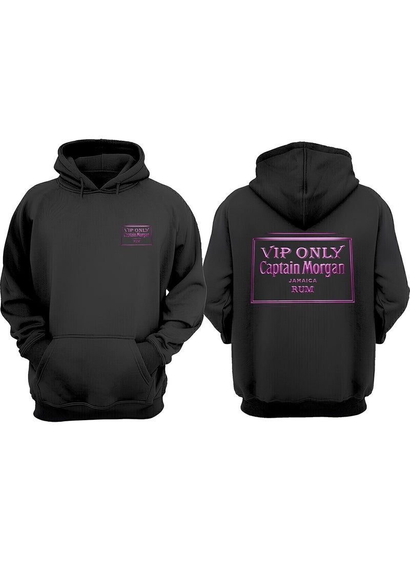 The Wert - VIP Only Catain Morgan Design Front Back Printed Regular Fit Black Sweatshirt - Image 1