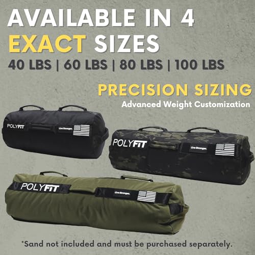 Polyfit Sandbag Pro Workout Sandbag with Triple Closure Filler Bag and Reinforced Nylon Webbing Black 80LB - Image 3
