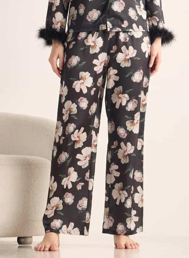Splash FAV Floral Print Satin Pyjama Set