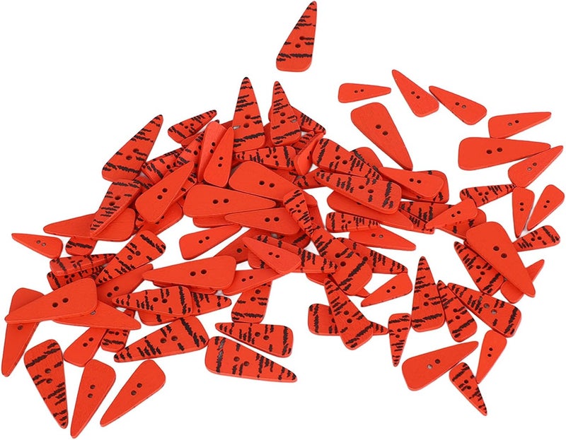 Zopsc Orange Carrot Wood Buttons 100PCS DIY Crafting Sewing for Christmas 4 Sizes Cute Buttons for Kids and Adults (Straight) - Image 3