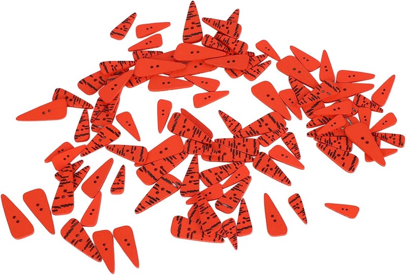 Zopsc Orange Carrot Wood Buttons 100PCS DIY Crafting Sewing for Christmas 4 Sizes Cute Buttons for Kids and Adults (Straight) - Image 4