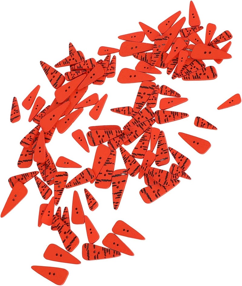 Zopsc Orange Carrot Wood Buttons 100PCS DIY Crafting Sewing for Christmas 4 Sizes Cute Buttons for Kids and Adults (Straight) - Image 1