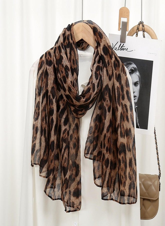 CYian Scarf for Women Floral Printed Scarves Long Fashion Scarf Lightweight Shawls Wrap Fall Winter Headscarf for Women, Leopard, 70* 31 inch - Image 4