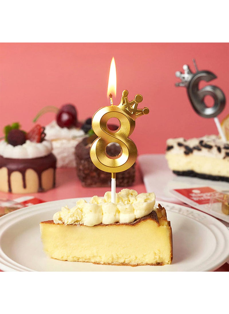 l&wen Crown Birthday Candles, Metallic Number Candles with Holders, Glitter Party Candles for Birthday, Wedding, Anniversary, Party Decorations (Number 9, Gold)  - Image 3