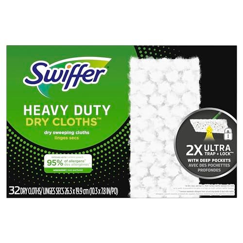 Swiffer Sweeper Heavy Duty Dry MultiSurface Cloth Refills for Floor Sweeping and Cleaning Unscented 32 Count