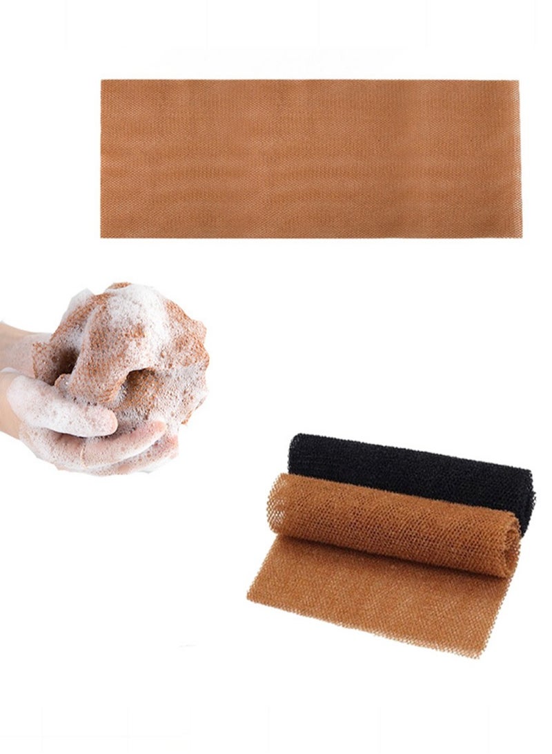 2 Piece African Exfoliating Long Body Washcloth Black and Coffee Skin Smoothing Bath Towel Set for Enhanced Softness and Exfoliation with Dense Weave African Sponge Net for Silky Skin - Image 1