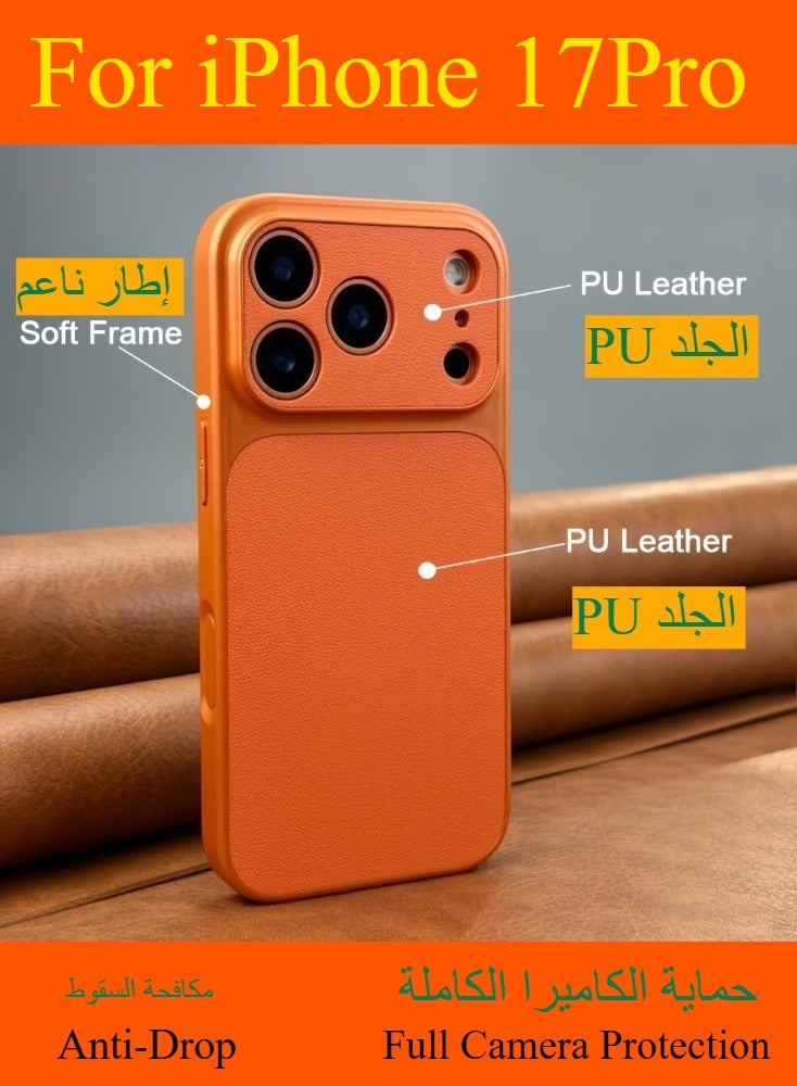 Dili Apple Black iPhone Case IPhone 17 Pro Luxury Upgrade Can Immediately Become 17 Series Retro Faux Leather Phone Case Compatible with iPhone Apple iPhone Case Large Window Camera Shockproof Soft Border Hard Cover - Image 2