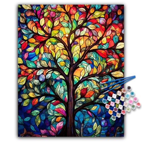 Offito Paint by Numbers Kit for Adults Tree of Life Adult Paint by Number Kits on Canvas for Beginners Tree of Life DIY Acrylic Oil Number Painting Kits for Home Wall Decor Gift 16x 20 Without Frame - Image 1