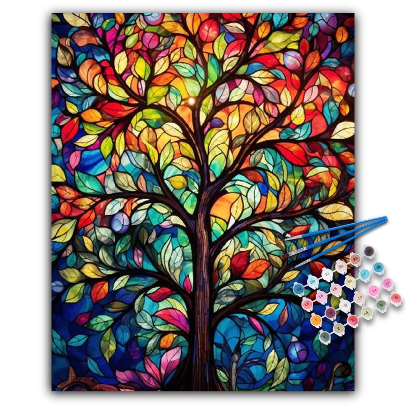 Offito Paint by Numbers Kit for Adults Tree of Life Adult Paint by Number Kits on Canvas for Beginners Tree of Life DIY Acrylic Oil Number Painting Kits for Home Wall Decor Gift 16x 20 Without Frame - Image 3