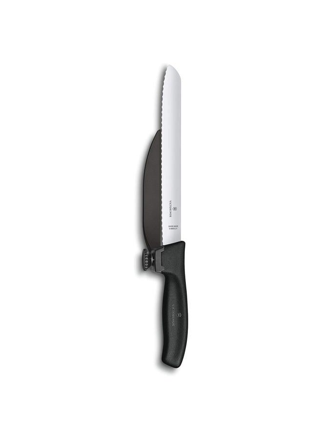 Victorinox Swiss Classic Dux Knife - Innovative Knife for Slicing with Guide & Wavy Blade - Black - Image 1