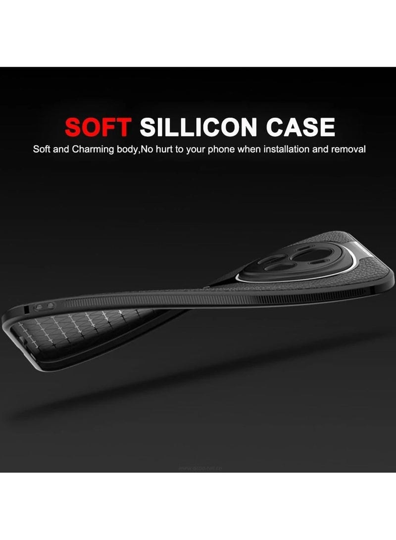 عام حقيبة متوافقة مع Honor Magic 6 Pro، حقيبة هاتف من السيليكون الفاخر بتصميم تجاعيد ليتشي، غلاف واقٍ كامل من TPU ناعم لـ Honor Magic 6 Pro. - Image 3