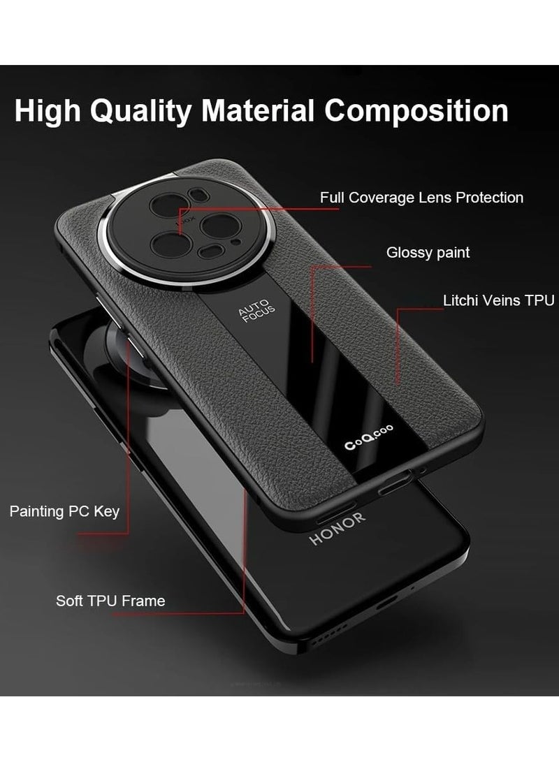 عام حقيبة متوافقة مع Honor Magic 6 Pro، حقيبة هاتف من السيليكون الفاخر بتصميم تجاعيد ليتشي، غلاف واقٍ كامل من TPU ناعم لـ Honor Magic 6 Pro. - Image 5