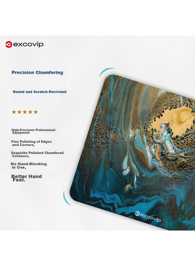 Exco Glass Mouse Pad, Photovoltaic Professional E-sports Gaming Mouse Pad, Hard Colorful Pad, Computer Office Laptop Small And Medium Size 250*200mm, Gold Marble 0094 - Image 3