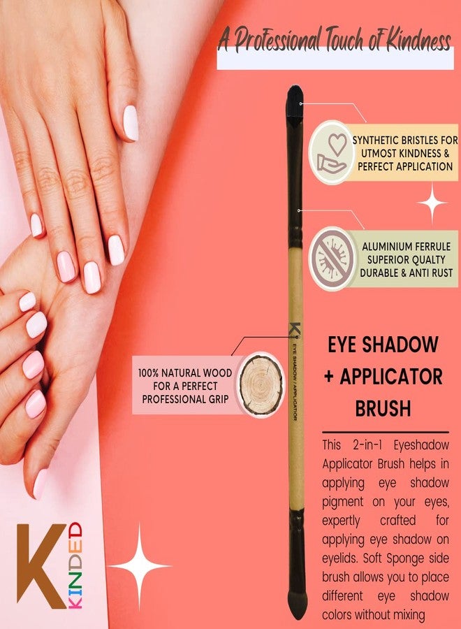KINDED Eye Shadow Applicator and Shadow Double Sided 2 in 1 Brow Bone Makeup Brush for Eyes Professional Series with Smooth Soft Synthetic Bristles Anti Rust Aluminium Ferrule Wooden Handle Grip - Image 3