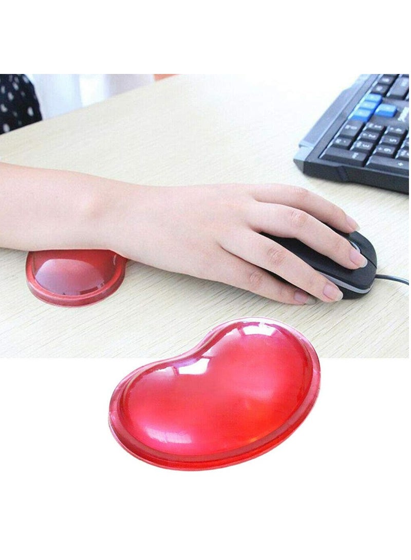 Rubik Ergonomic Silicone Gel Wrist Support Mouse Pad, Clear Wristband Pad for Desktop Computer, Heart-Shaped Translucence Cool Hand Pillow Cushion, Effectively Reduce Wrist Fatigue and Pain (Red)  - Image 1