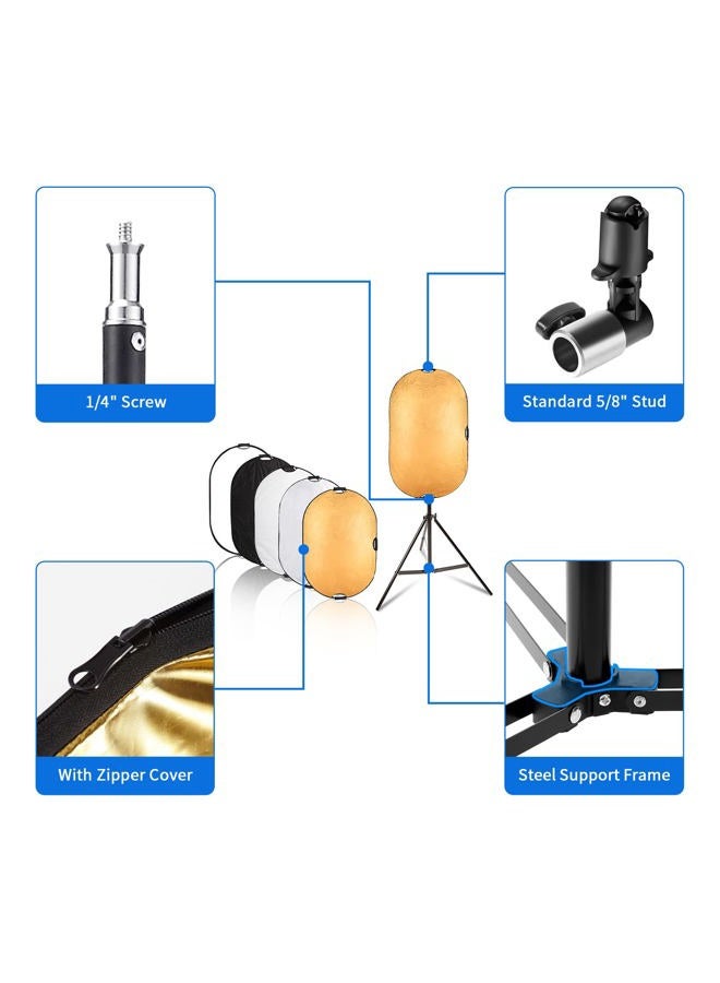 Selens 24x36inch/60x90cm Light Reflector Stand Kit 5-in-1 Collapsible Multi-Disc with Light Photography Stand & Reflector Holder Clamp for Photo Video Studio Outdoor Lighting - Image 3