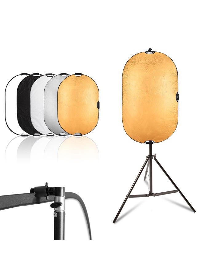 Selens 24x36inch/60x90cm Light Reflector Stand Kit 5-in-1 Collapsible Multi-Disc with Light Photography Stand & Reflector Holder Clamp for Photo Video Studio Outdoor Lighting - Image 1