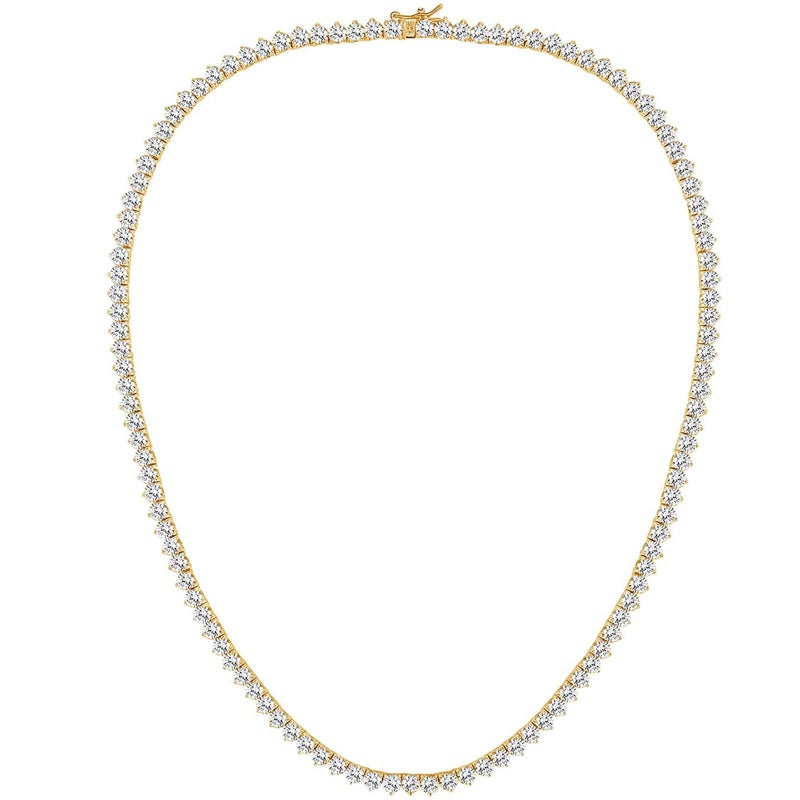 Gemsme 4mm Tennis Necklaces for Women - 3 Prong 18K Yellow Gold Plated Round Cubic Zirconia Classic diamond Tennis Chain, Tennis Necklace for Women and Men, Size 18 inch - Image 1