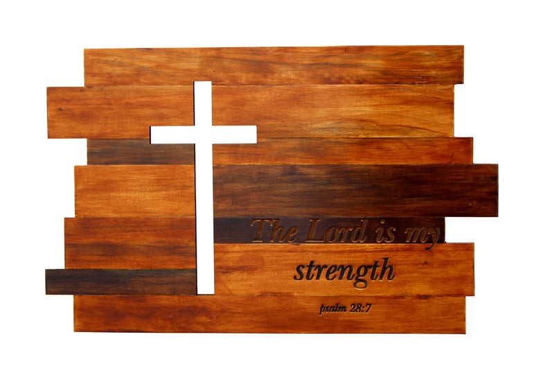 eSplanade Wooden Jesus Christ Cross with Bible Verse Home Wall Decor Plaque Church Chapel Decoration - Image 1