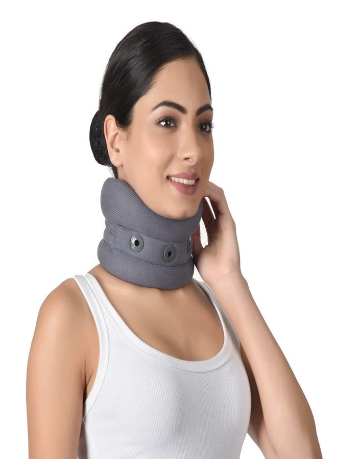 AccuSure Elastic Soft Cervical Collar for adjusting the neck in the flexion, extension, or hyperextension position. | Grey color (M) - Image 1