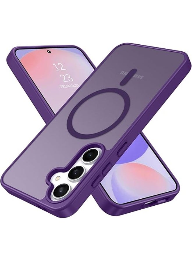 Magnetic for Samsung Galaxy S24 Plus Case & S25 Plus Case, Compatible with MagSafe, Military Grade Drop Protection Slim Translucent Shockproof with Anti-Fingerprint Phone Case (Deep Purple) - Image 1