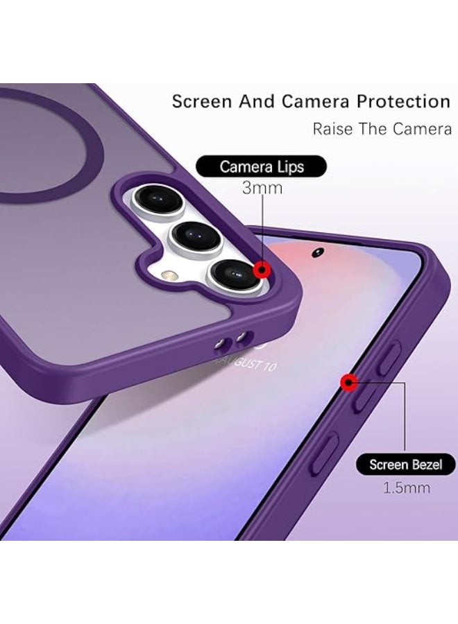 Magnetic for Samsung Galaxy S24 Plus Case & S25 Plus Case, Compatible with MagSafe, Military Grade Drop Protection Slim Translucent Shockproof with Anti-Fingerprint Phone Case (Deep Purple) - Image 2