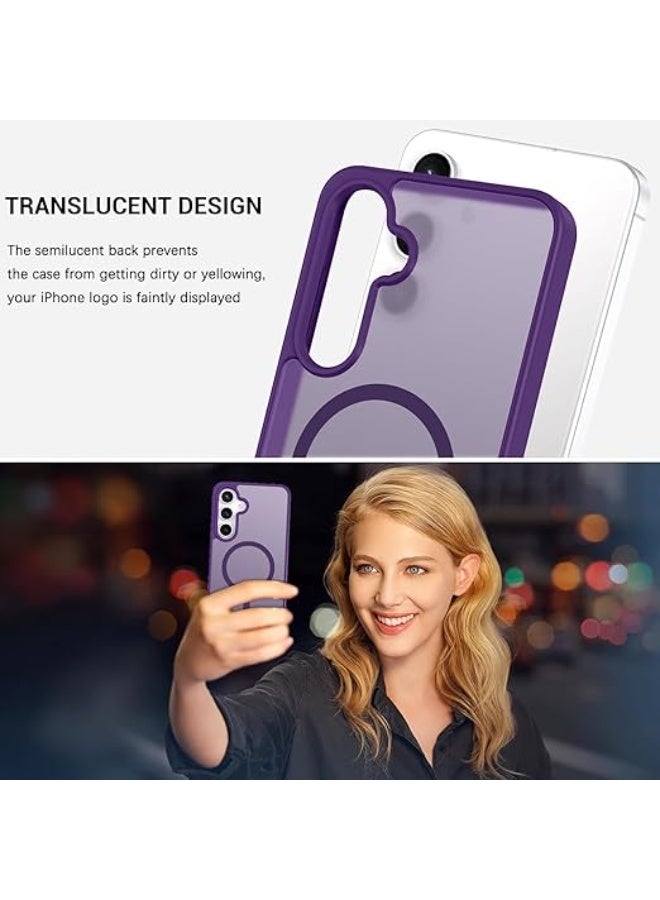 Magnetic for Samsung Galaxy S24 Plus Case & S25 Plus Case, Compatible with MagSafe, Military Grade Drop Protection Slim Translucent Shockproof with Anti-Fingerprint Phone Case (Deep Purple) - Image 5