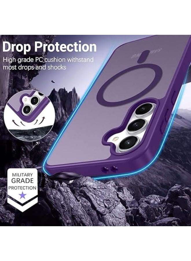 Magnetic for Samsung Galaxy S24 Plus Case & S25 Plus Case, Compatible with MagSafe, Military Grade Drop Protection Slim Translucent Shockproof with Anti-Fingerprint Phone Case (Deep Purple) - Image 4