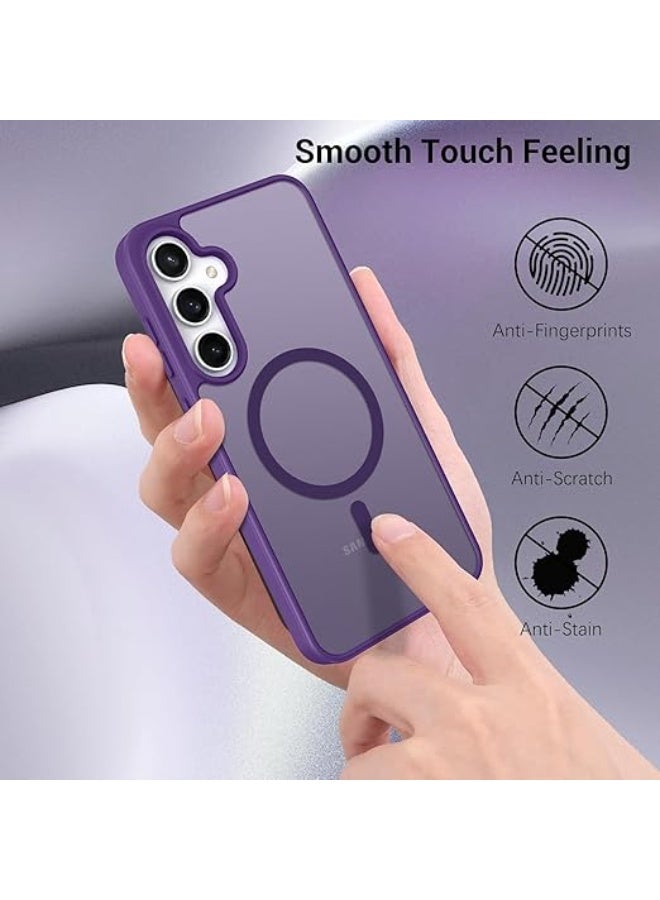 Magnetic for Samsung Galaxy S24 Plus Case & S25 Plus Case, Compatible with MagSafe, Military Grade Drop Protection Slim Translucent Shockproof with Anti-Fingerprint Phone Case (Deep Purple) - Image 3