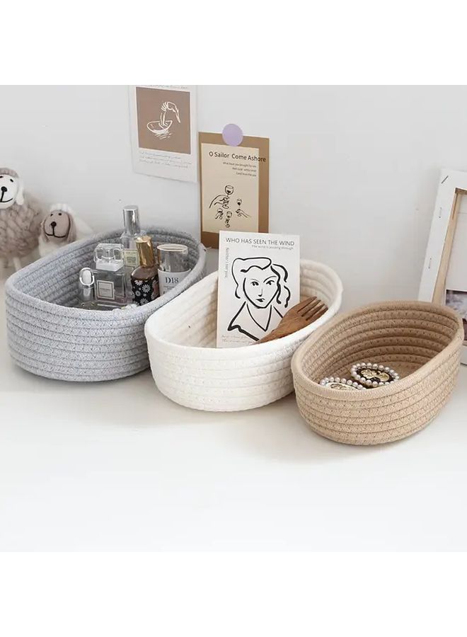 Handwoven Bohemian Wicker Like Storage Basket Khaki Open Lid Multipurpose Rustic Tabletop Entryway Decor for Blankets Books - Image 2