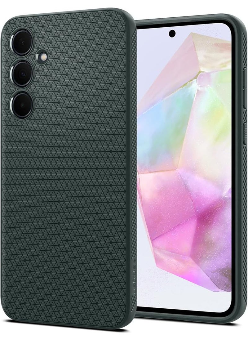 Spigen غطاء حماية Liquid Air لهاتف سامسونج جالاكسي A35 - أخضر غامق  - Image 1