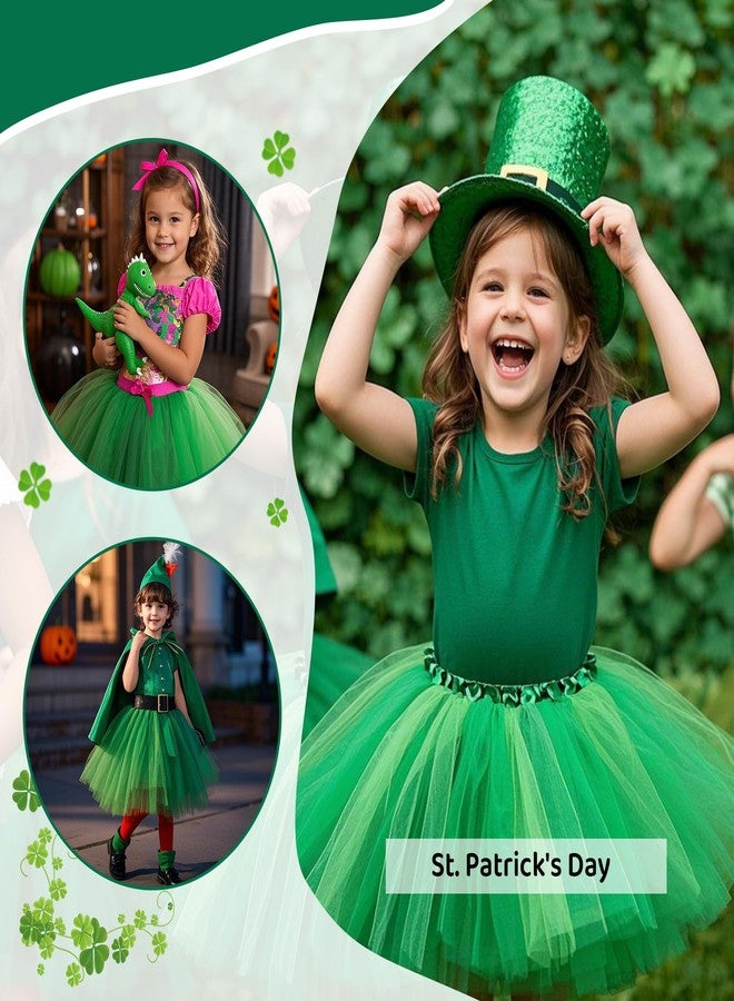 زاندو تنورة توتو خضراء داكنة مزينة بالترتر اللامع على شكل نجوم من زاندو، مناسبة للفتيات الصغيرات في عيد القديس باتريك، مكونة من 3 طبقات، من عمر سنتين إلى 8 سنوات، مثالية لحفلات الأميرات في الهالوين، بخصر مطاطي، مصنوعة من التول المنفوش، مناسبة للرقص وحفلات أعياد الميلاد. - Image 2