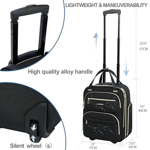 KROSER Carry On Underseat Multi-functional, 16-inch Underseater Lightweight Overnight Suitcase for Men Women, Black/Gold - Image 3