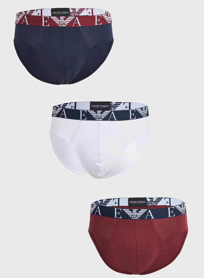 EMPORIO ARMANI 3 Pack Logo Band Assorted Briefs