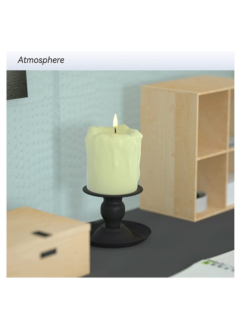 KASTWAVE SYOSI Candle Holder, for Table Centerpiece, Metal Candle Holders for Pillar Candle or Taper Candle, Matte Black, 2PCS - Image 2