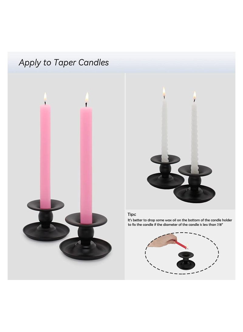 KASTWAVE SYOSI Candle Holder, for Table Centerpiece, Metal Candle Holders for Pillar Candle or Taper Candle, Matte Black, 2PCS - Image 5