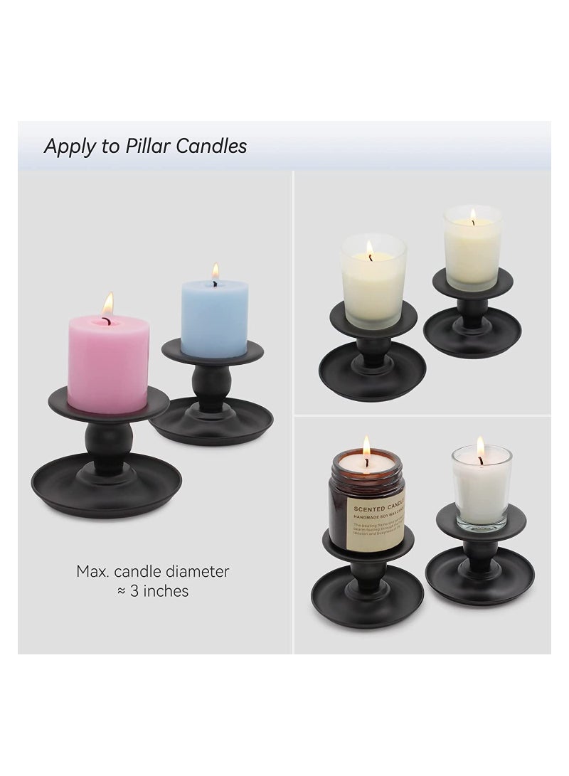 KASTWAVE SYOSI Candle Holder, for Table Centerpiece, Metal Candle Holders for Pillar Candle or Taper Candle, Matte Black, 2PCS - Image 4