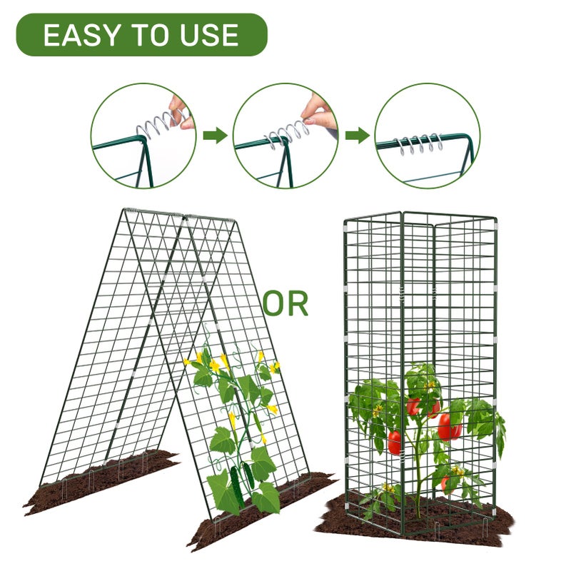 AGTEK 34" x 48" Foldable Cucumber Trellis with Garden Stakes and Zip Ties Plant Support A Frame Metal Trellis for Climbing Plants, Cucumber, Vegetable, Flowers - Image 4
