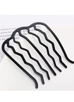 La Jolie Jasmin 4 Pieces Hair Side Combs Vintage Hair Fork Clip U Shape French Twist Hair Pin Messy Bun Maker Hair Styling Tool Accessories for Women and Girls Black  - Image 1