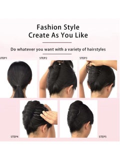 La Jolie Jasmin 4 Pieces Hair Side Combs Vintage Hair Fork Clip U Shape French Twist Hair Pin Messy Bun Maker Hair Styling Tool Accessories for Women and Girls Black  - Image 2