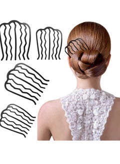 La Jolie Jasmin 4 Pieces Hair Side Combs Vintage Hair Fork Clip U Shape French Twist Hair Pin Messy Bun Maker Hair Styling Tool Accessories for Women and Girls Black  - Image 3