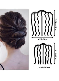 La Jolie Jasmin 4 Pieces Hair Side Combs Vintage Hair Fork Clip U Shape French Twist Hair Pin Messy Bun Maker Hair Styling Tool Accessories for Women and Girls Black  - Image 4