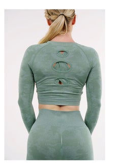 The Team Apparel ADAPT CAMO SEAMLESS LONG SLEEVE CROP TOP  - Image 2