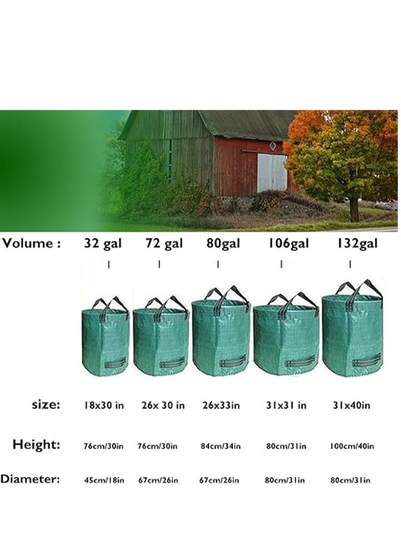 Zikra Garden Waste Bags, Heavy Duty 120 Litre Lawn Cleaning Bag, Builders Bags Reusable, Industrial Fabric and Handles, Green Garden Waste Sacks, Garden Bags Heavy Duty with Handles, 3 Pcs - Image 3