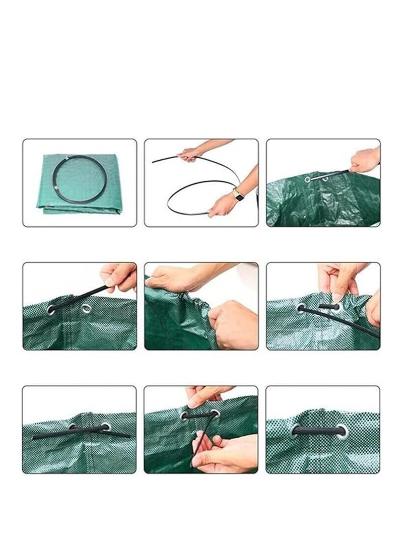 Zikra Garden Waste Bags, Heavy Duty 120 Litre Lawn Cleaning Bag, Builders Bags Reusable, Industrial Fabric and Handles, Green Garden Waste Sacks, Garden Bags Heavy Duty with Handles, 3 Pcs - Image 4