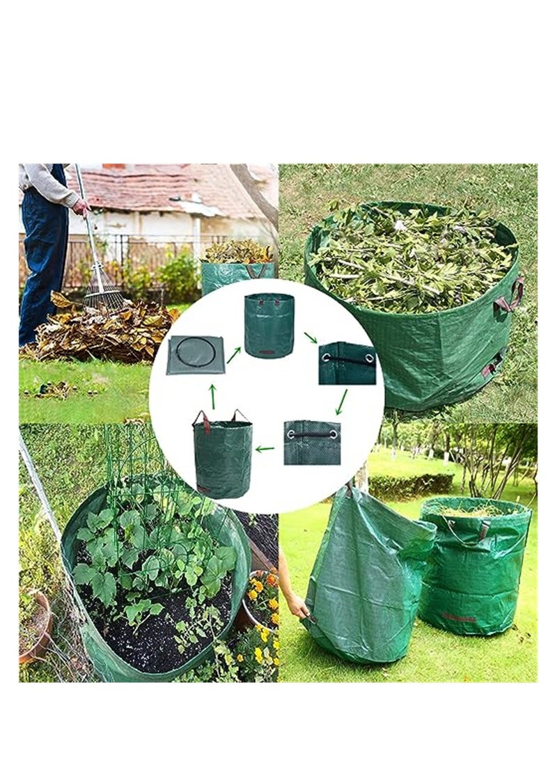 Zikra Garden Waste Bags, Heavy Duty 120 Litre Lawn Cleaning Bag, Builders Bags Reusable, Industrial Fabric and Handles, Green Garden Waste Sacks, Garden Bags Heavy Duty with Handles, 3 Pcs - Image 2