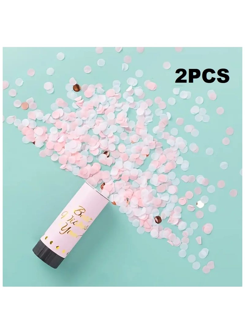 مدفع ورقي للحفلات مكون من قطعتين من مدفع ورقي للحفلات الصغيرة للعيد والزفاف وأعياد الميلاد والتخرج وحفلات استقبال المولود والذكرى السنوية واحتفالات رأس السنة الجديدة - Image 1