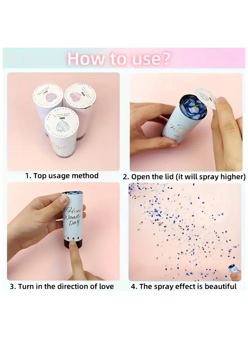 مدفع ورقي للحفلات مكون من قطعتين من مدفع ورقي للحفلات الصغيرة للعيد والزفاف وأعياد الميلاد والتخرج وحفلات استقبال المولود والذكرى السنوية واحتفالات رأس السنة الجديدة - Image 3