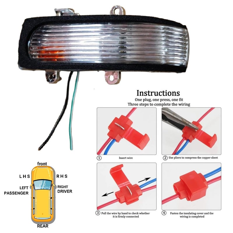 STYCARO-Side Mirror Indicator Lamp Light OEM Type for Toyota Corolla Altis 2008-2013 Old Model Yellow with Scotch Lock (LEFT PASSENGER SIDE) - Image 3